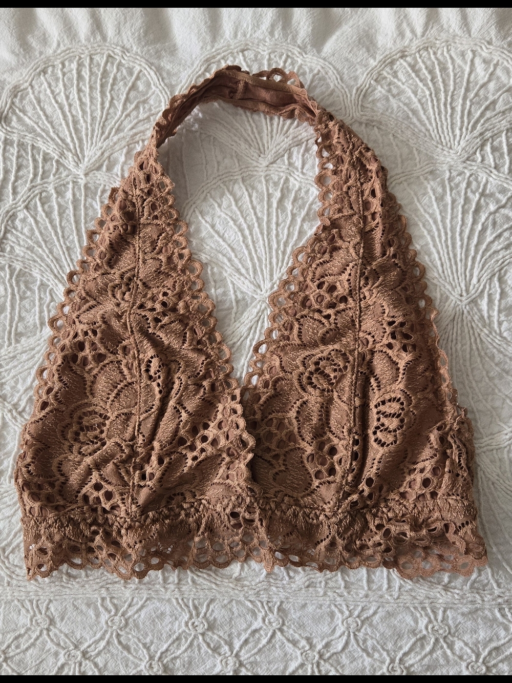 Zenana Outfitters Crochet Lace Halter Bralette